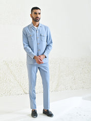 Sky Blue Linen Blend men's co-ord set