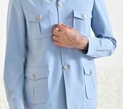 Sky Blue Linen Blend men's co-ord set