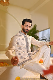 Black Embroidered Kurta jacket Set