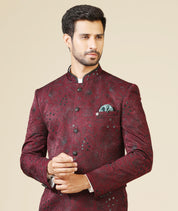 Modern Indian Fashion
Versatile Wine Embroidered Bandhgala Set