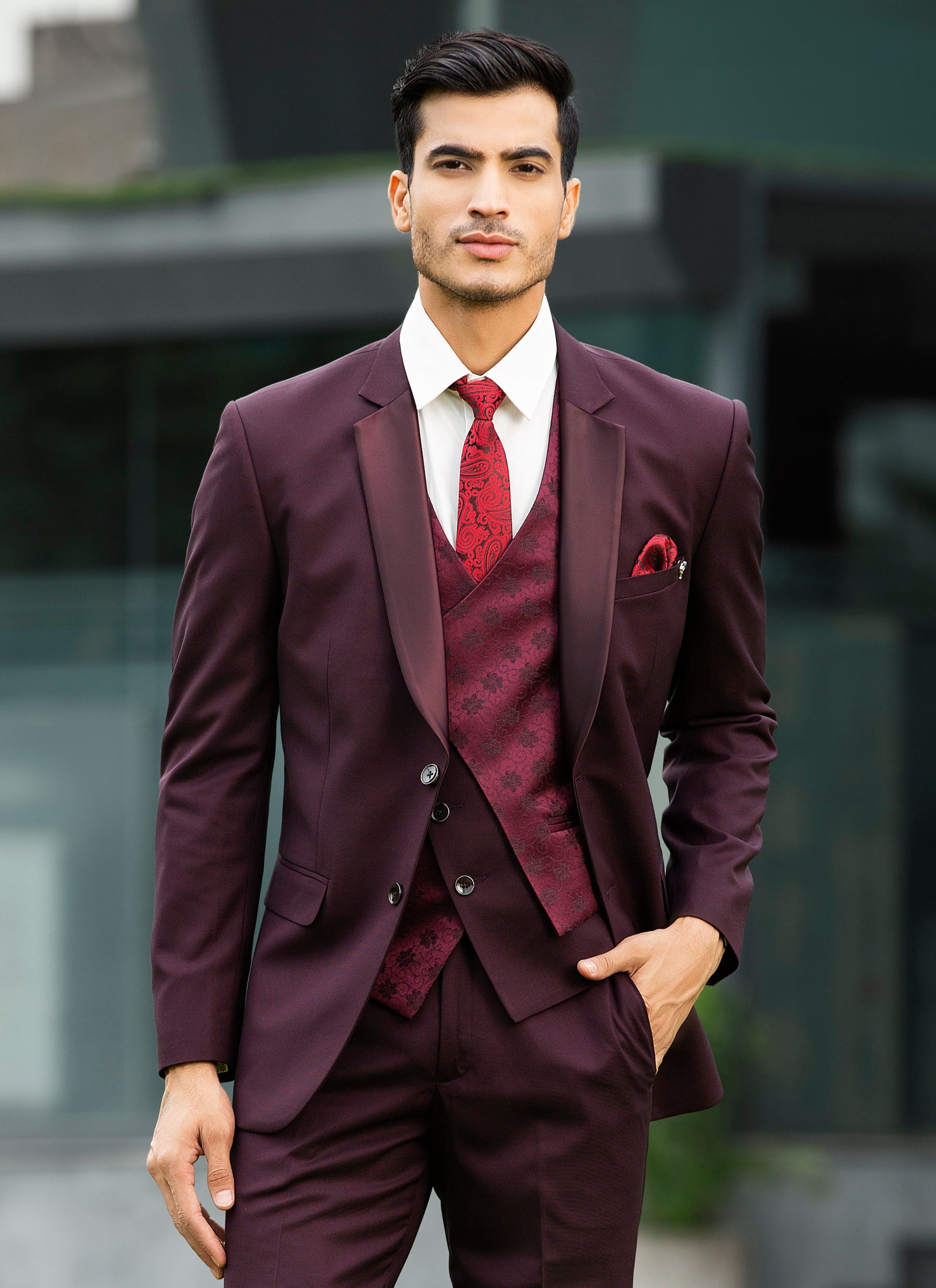 Red colour coat suit sale