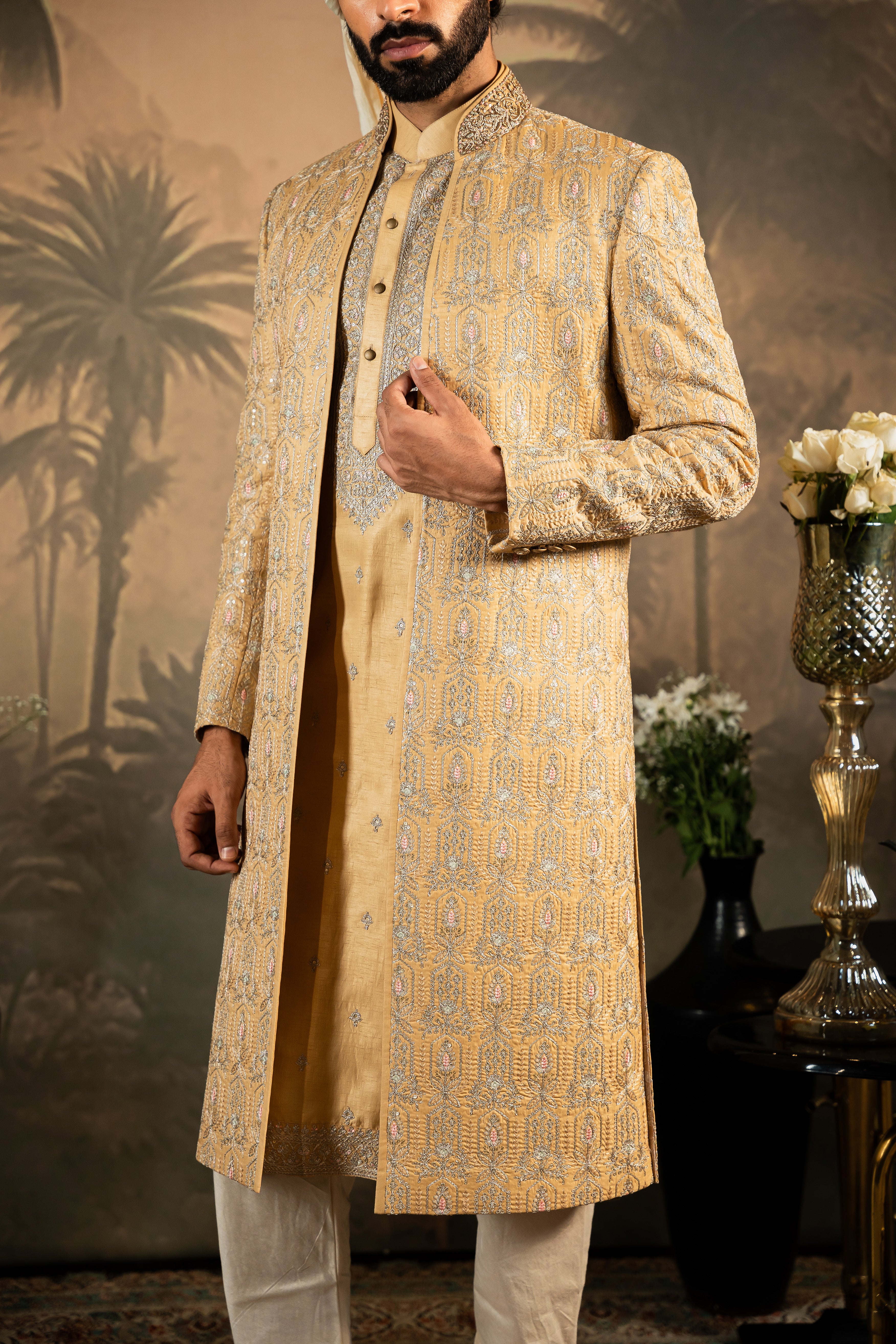 Traditional Indian Attire
Trendy Yellow Front Open Sherwani