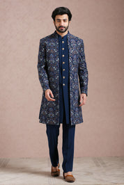 Teal Indo Western with Antique Zari Embroidery