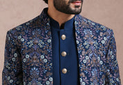 Teal Indo Western with Antique Zari Embroidery