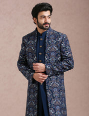 Teal Indo Western with Antique Zari Embroidery