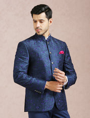 Navy Embroidered Bandhgala Set