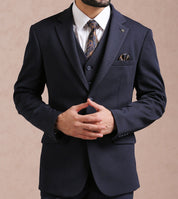 Navy Blue Notch Collared Suit