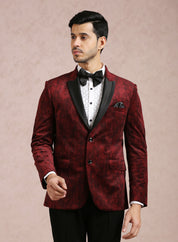 Luxurious Maroon Velvet Blazer