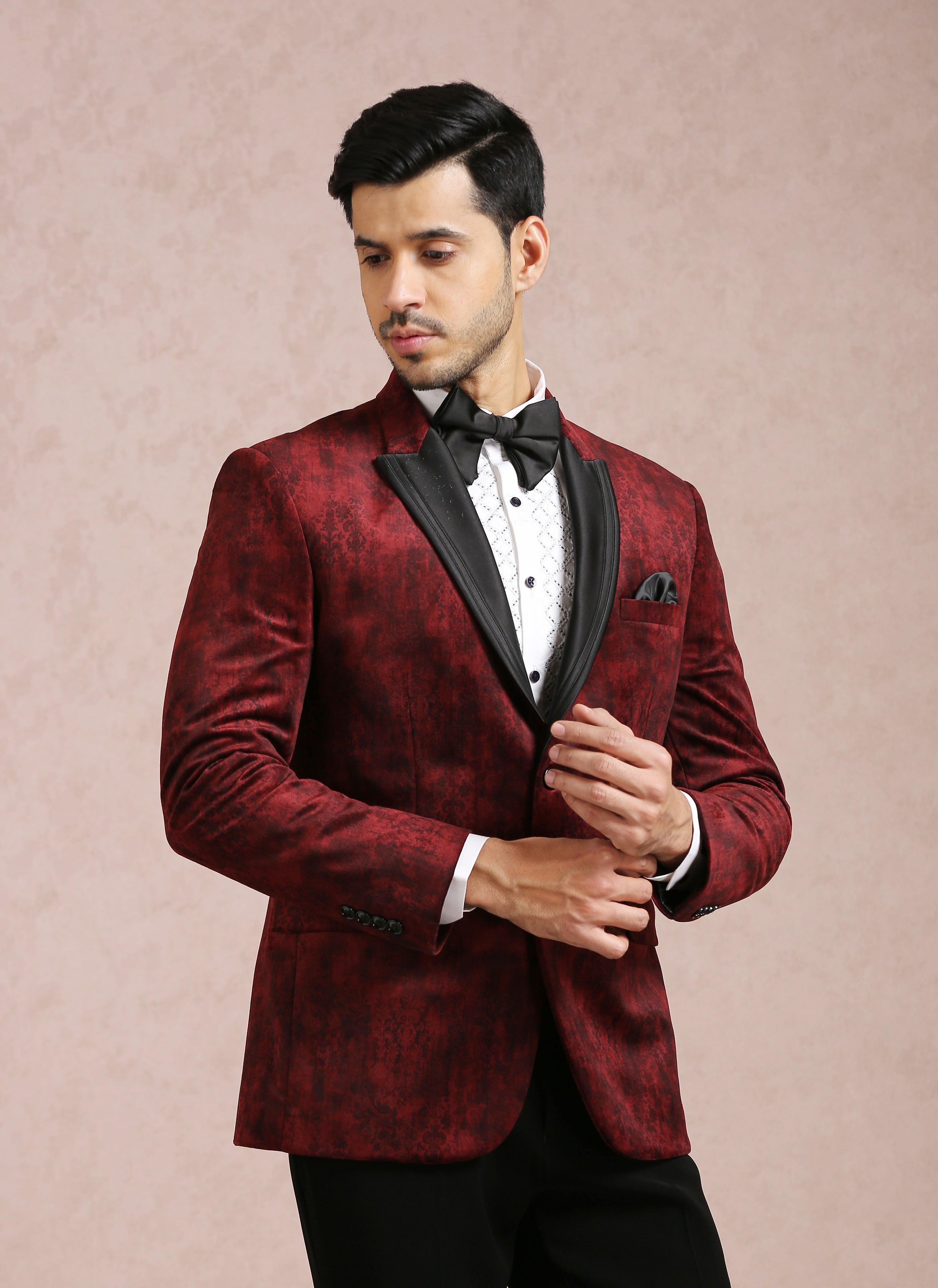 Luxurious Maroon Velvet Blazer