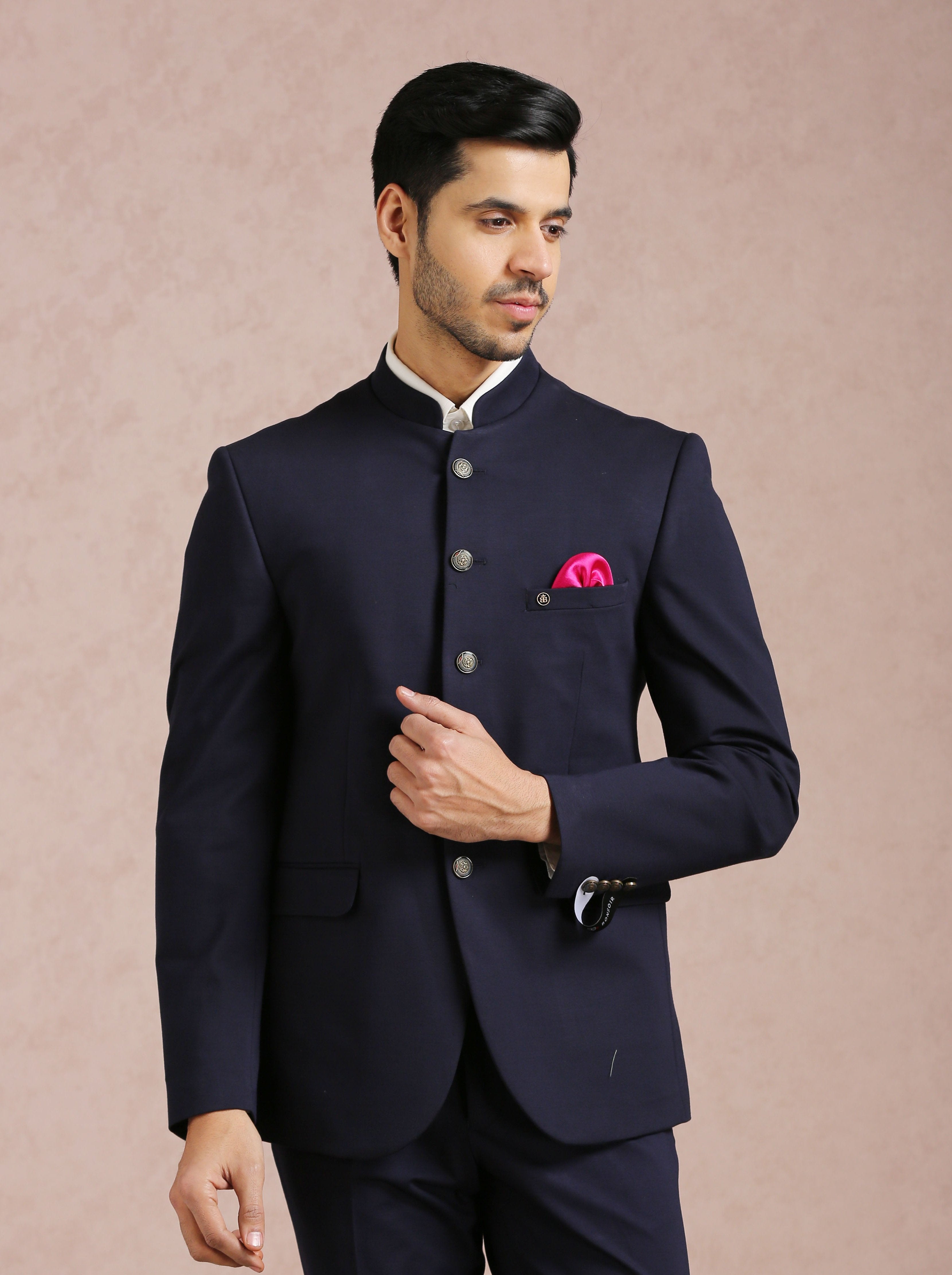 Navy Blue Basic Bandhgala