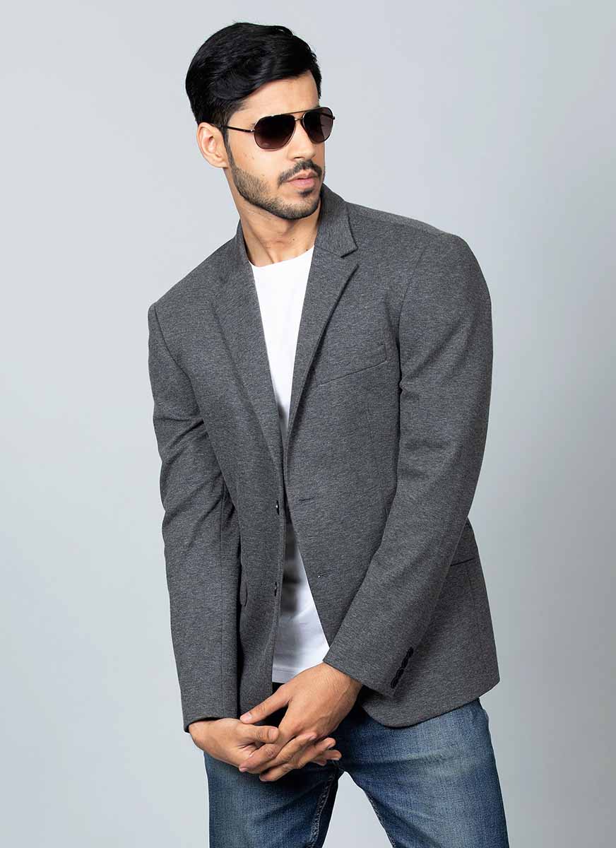 Grey Knitted Blazer