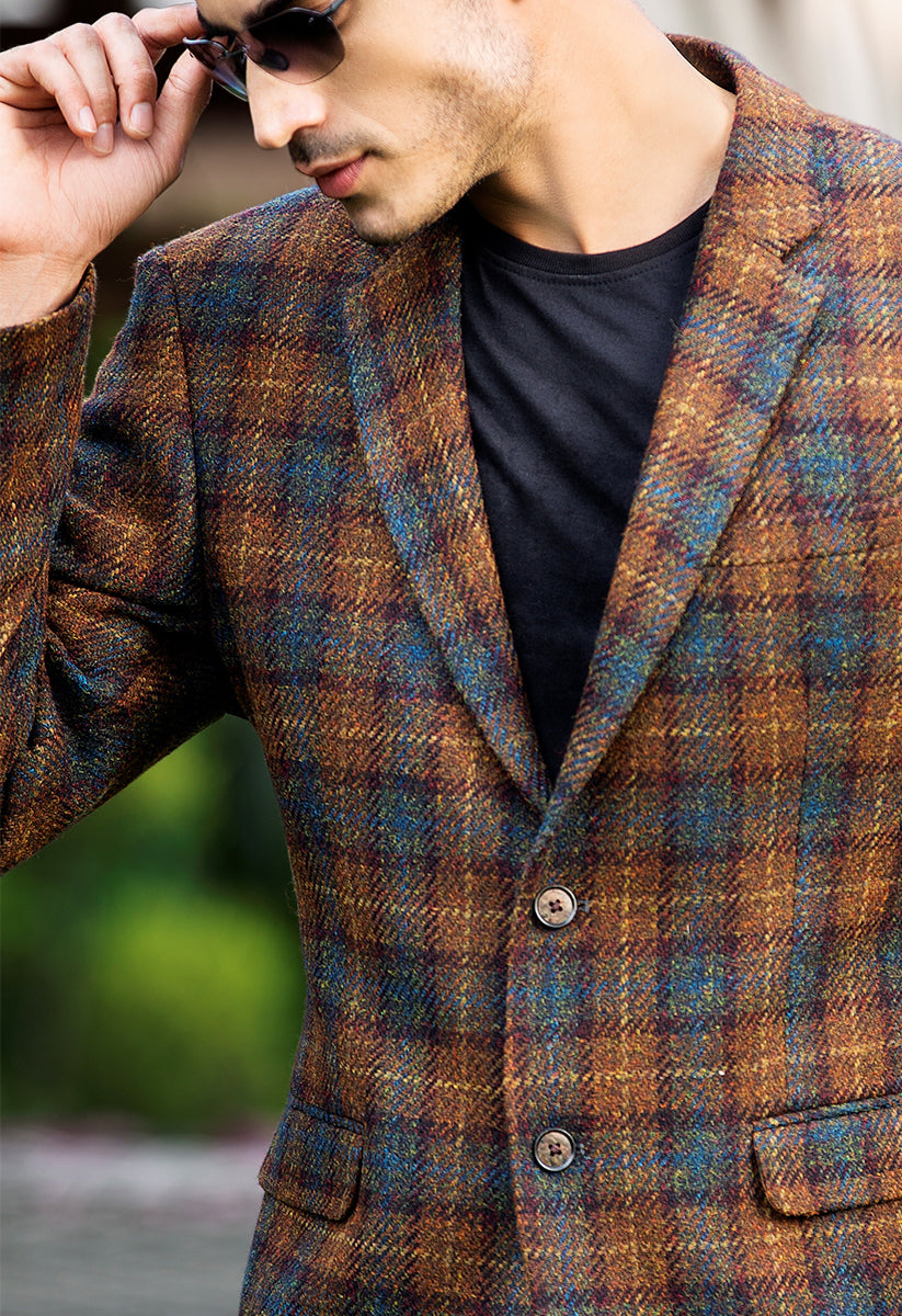 Mens check pattern blazer best sale