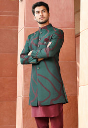 Green Quilted  Indowestern Set