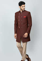 Dark Brown Angrakha Style Indo-Western