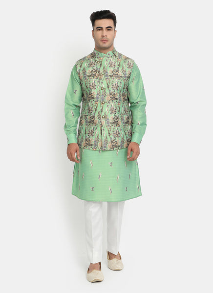 Trending | Pista Green Wedding Nehru Jacket online shopping