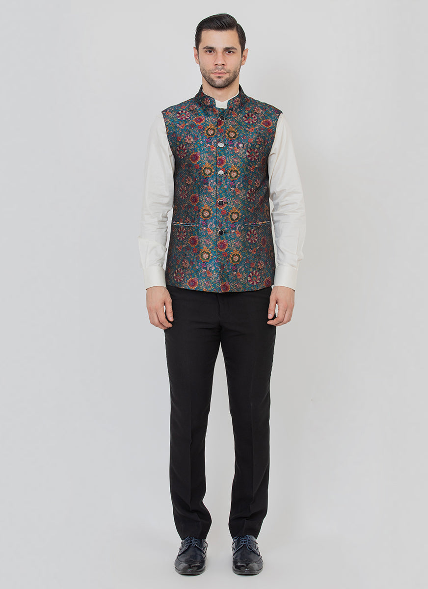 Buy Blue and Multicolor Reversible Jacket with Printed Dress by Designer  SVA BY SONAM & PARAS MODI Online at Ogaan.com